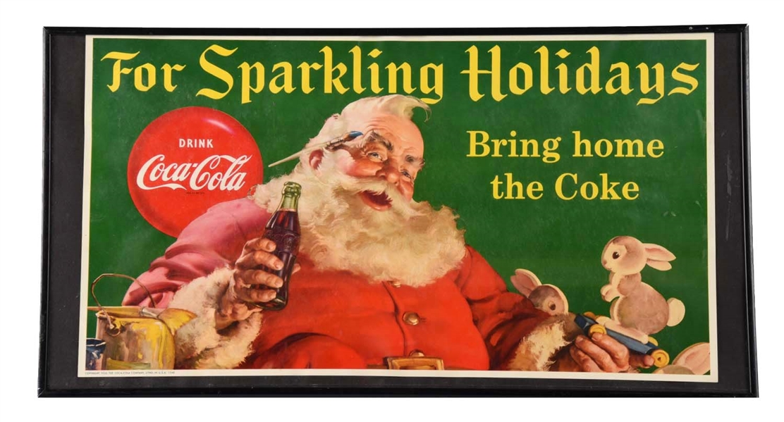 1956 COCA-COLA CHRISTMAS PAPER ADVERTISING SIGN.
