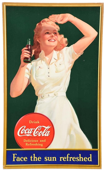1941 COCA-COLA CARDBOARD ADVERTISING SIGN.