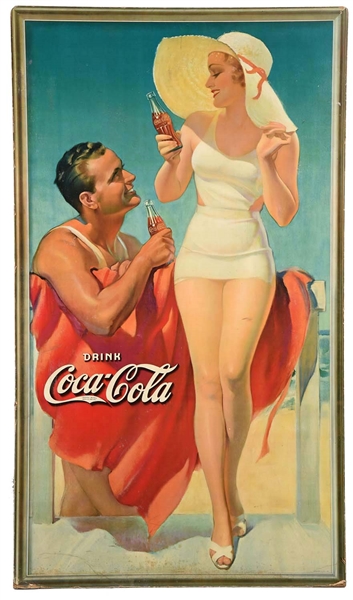 1934 COCA-COLA CARDBOARD ADVERTISING SIGN. 