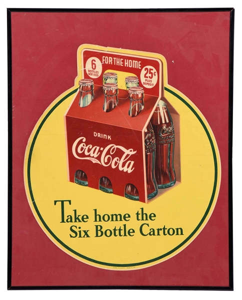 1938 COCA-COLA 6 PACK ADVERTISING DECAL.