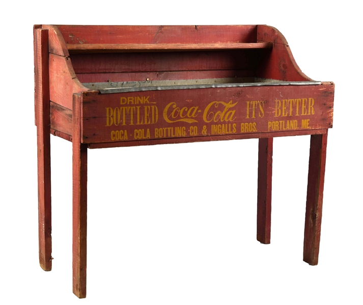 EARLY PRIMITIVE COCA-COLA WOODEN ICE COOLER.