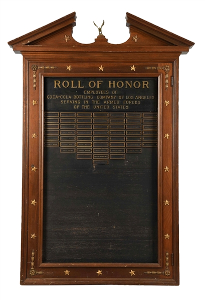 COCA-COLA ROLL OF HONOR ARMED FORCES SIGN. 