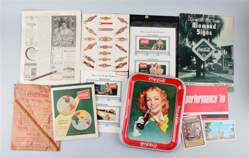 LARGE LOT OF COCA-COLA ADVERTISING PIECES.