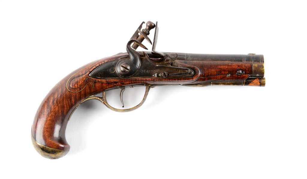 (A) EARLY FLINTLOCK KENTUCKY PISTOL.