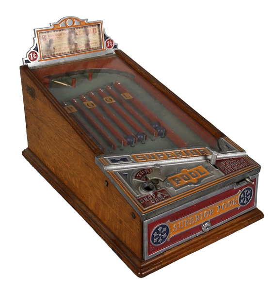 1¢ KEENEY AND SONS SUPERIOR POOL COUNTER ARCADE GAME