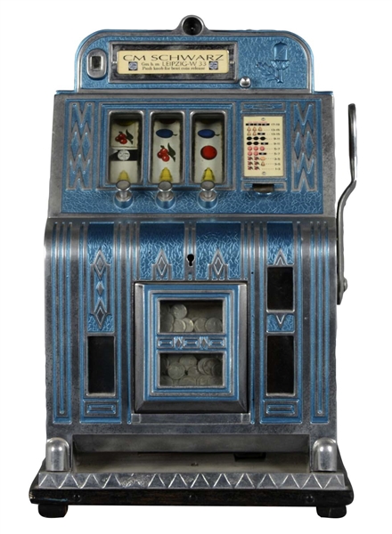 **5¢ C.M. SCHWARZ SILENT DOPPEL JACKPOT SLOT MACHINE