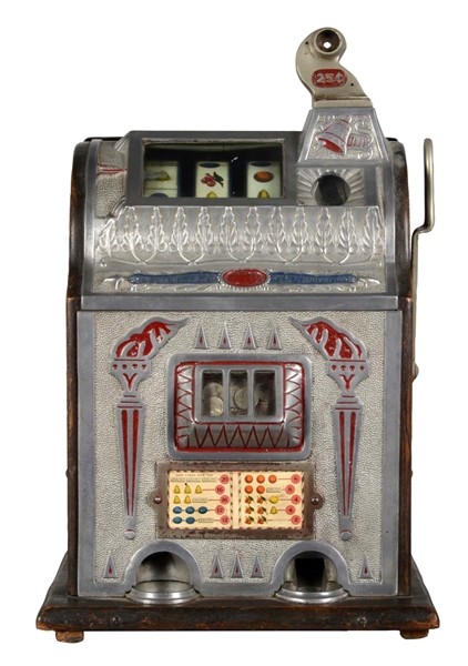 **25¢ MILLS NOVELTY TORCH FRONT REVAMP SLOT MACHINE