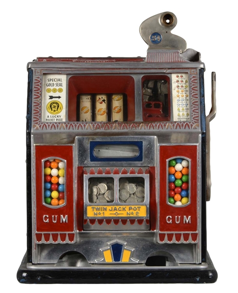 **5¢ WATLING BABY GOLD AWARD GUM BALL VENDOR SLOT MACHINE