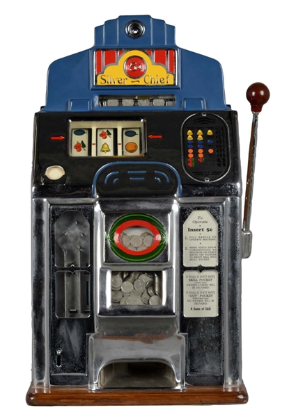 **5¢ JENNINGS SILVER CHIEF "MELON" SLOT MACHINE