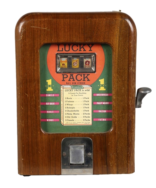 **1¢ LUCKY PACK GUM BALL VENDER TRADE STIMULATOR