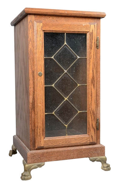 LEADED GLASS FRONT SLOT MACHINE STAND 