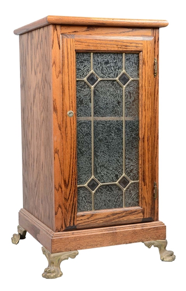 OAK LEADED GLASS SLOT MACHINE STAND