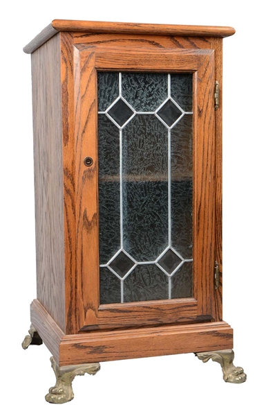 LEADED GLASS FRONT SLOT MACHINE STAND 