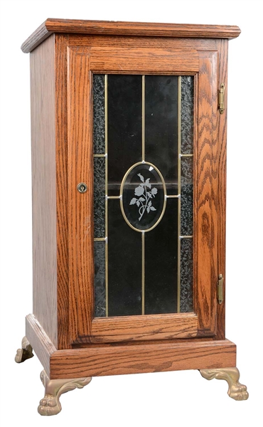 LEADED GLASS FRONT SLOT MACHINE STAND