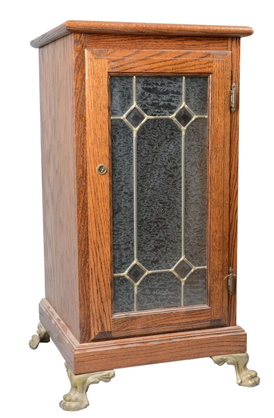 LEADED GLASS FRONT SLOT MACHINE STAND 