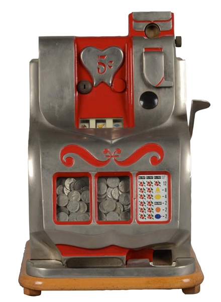 **5¢ MILLS NOVELTY CO. QT SWEETHEART SLOT MACHINE 