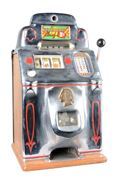 **5¢ O.D. JENNINGS STANDARD CHIEF SLOT MACHINE 