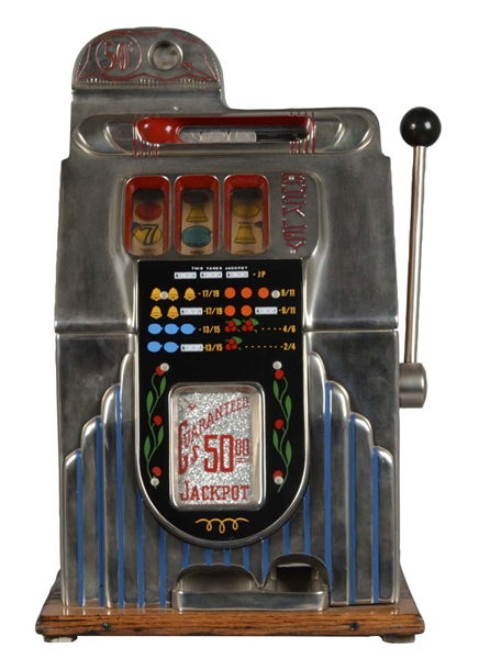 **50¢ BUCKLEY CRISS CROSS SLOT MACHINE & SHIPPING CRATE