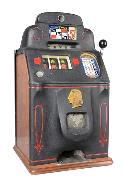 **5¢ JENNINGS TIC TAC TOE SLOT MACHINE