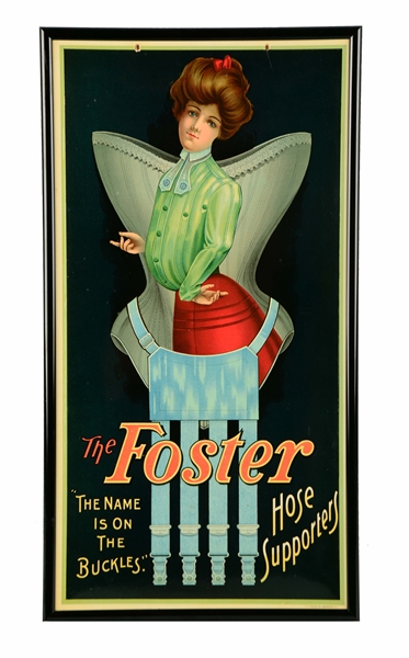 FOSTER HOSE SUPPORTERS CELLULOID ADVERTISING SIGN.