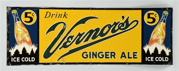 ADVERTISING TIN VERNORS GINGER ALE SIGN.