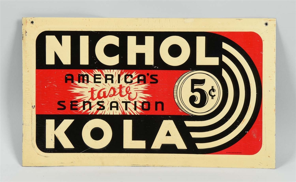 "NICHOL KOLA" ADVERTISING TIN SIGN.