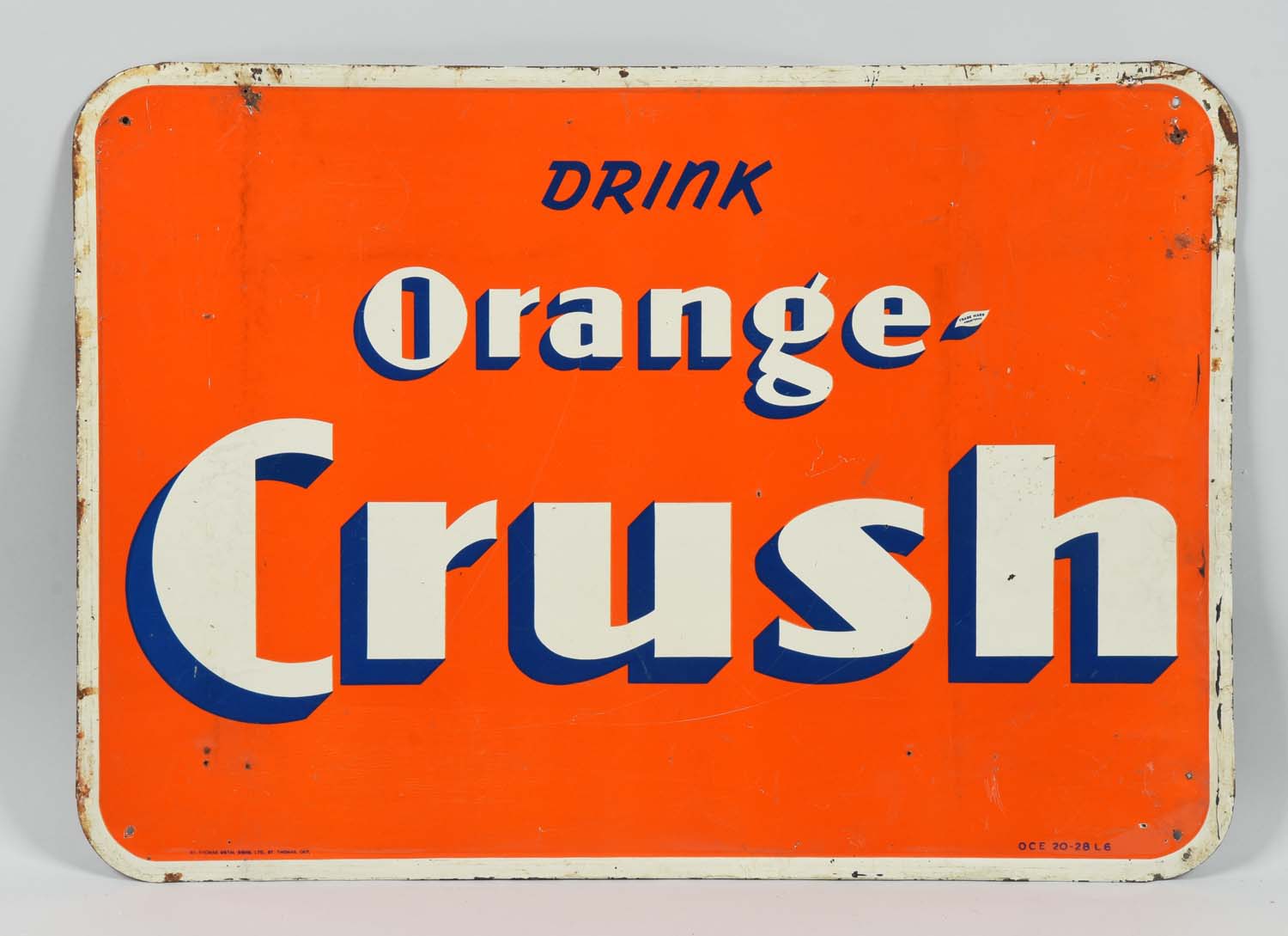 Orange-crush advertising tin sign. 