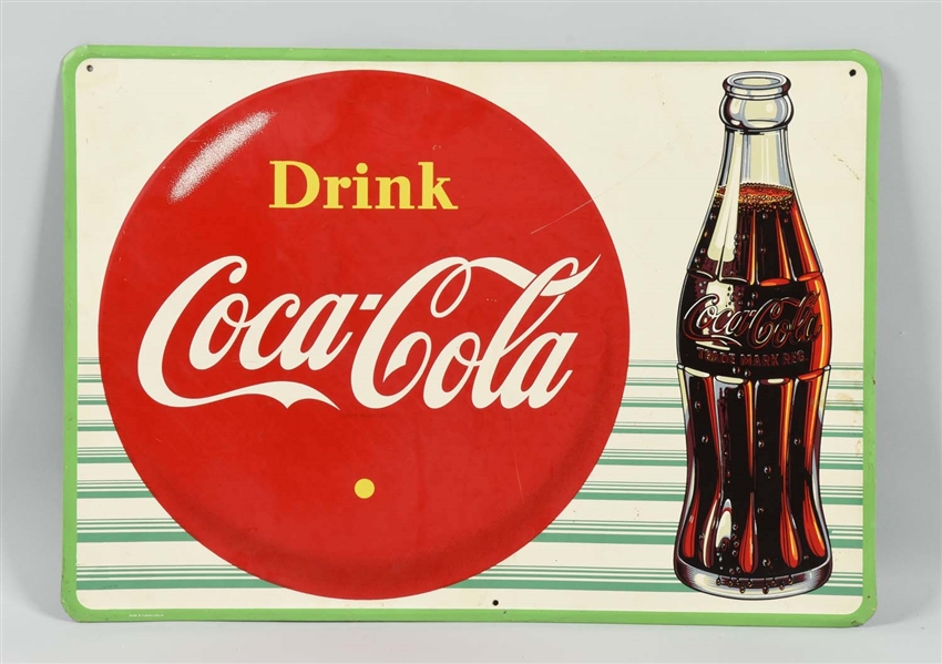 "DRINK COCA-COLA" ADVERTISING TIN SIGN.