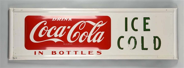 "DRINK COLA ICED COLD" LARGE TIN SIGN.