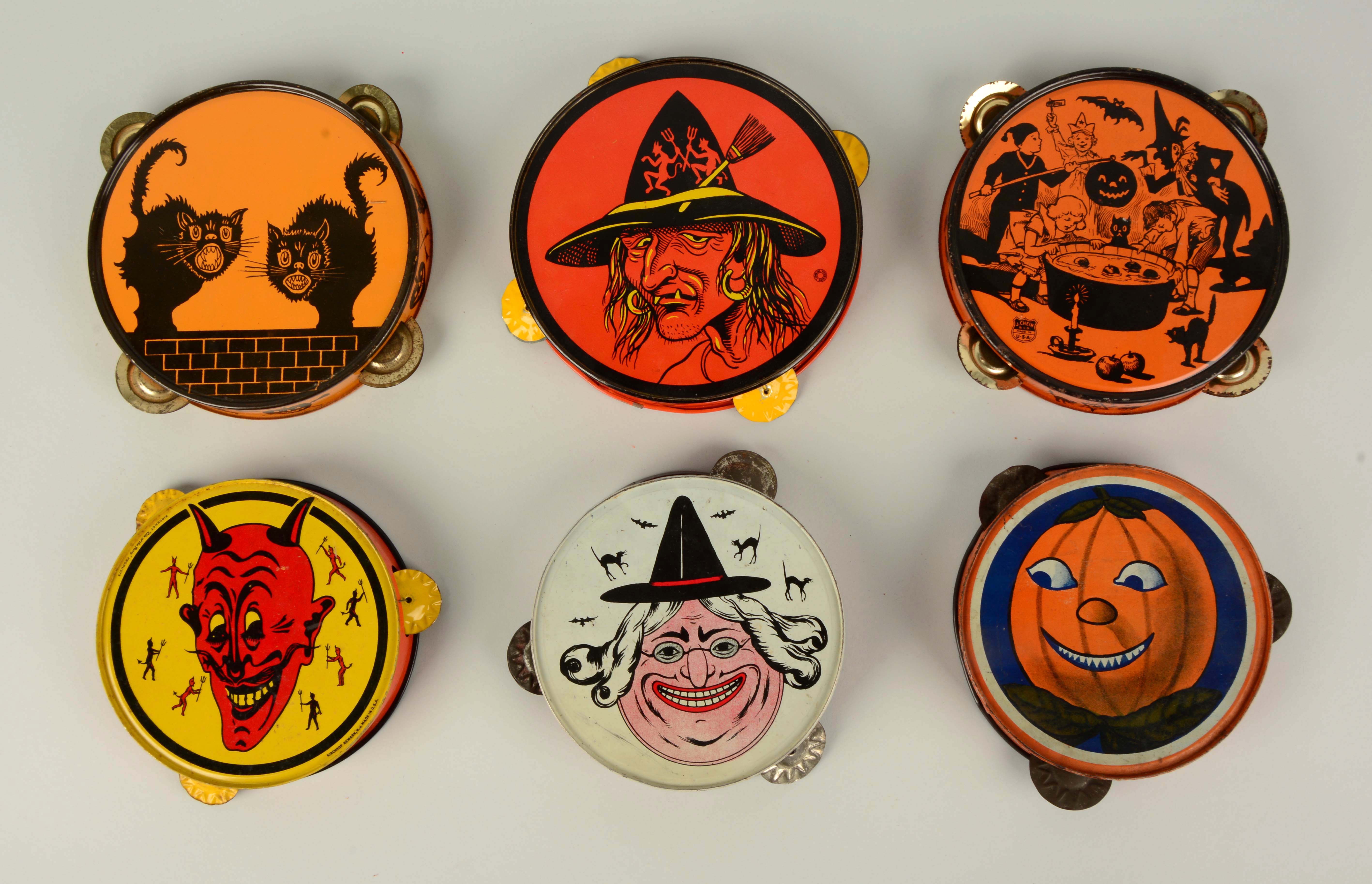 Lot Detail - LOT OF 6: VINTAGE HALLOWEEN TAMBOURINES.