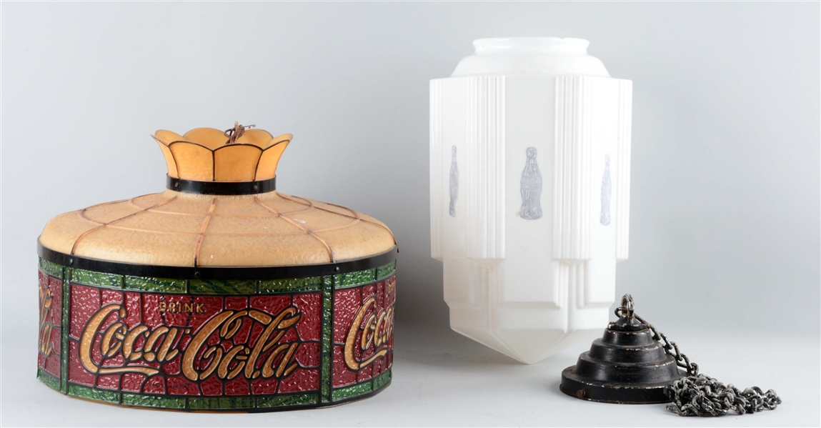 LOT OF 2: COCA-COLA LAMP SHADES. 