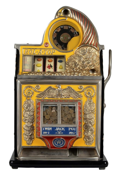 **1¢ WATLING MFG. CO. ROL-A-TOP TWIN JACKPOT SLOT MACHINE 