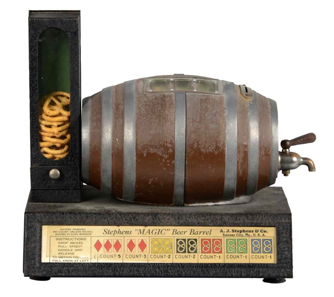 **5¢ A.J STEPHENS & CO. MAGIC BEER BARREL TRADE STIMULATOR