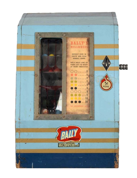 **5¢ BALLY MFG. MILLWHEEL ELECTROMECHANICAL TRADE STIMULATOR