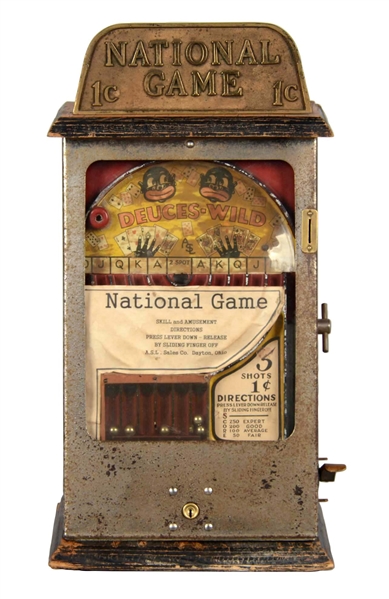 1¢ A.S.L. SALES CO. NATIONAL GAME DEUCES WILD 
