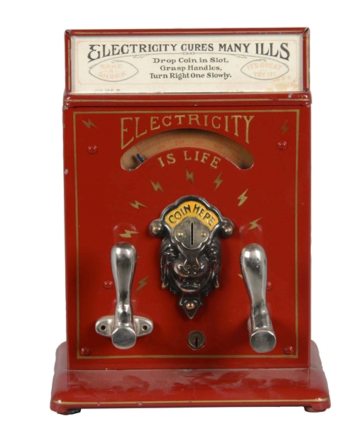 1¢ MILLS ELECTRICITY IS LIFE PEDESTAL SHOCKER