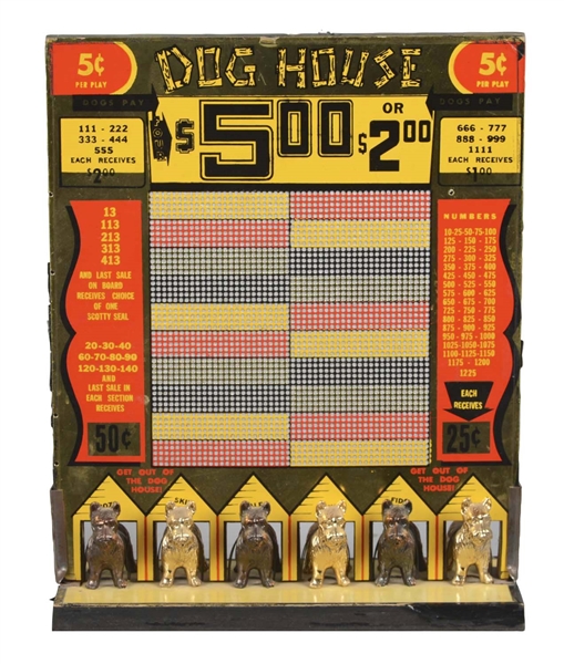 5¢ DOG HOUSE PUNCH BOARD GAMBLING GAME