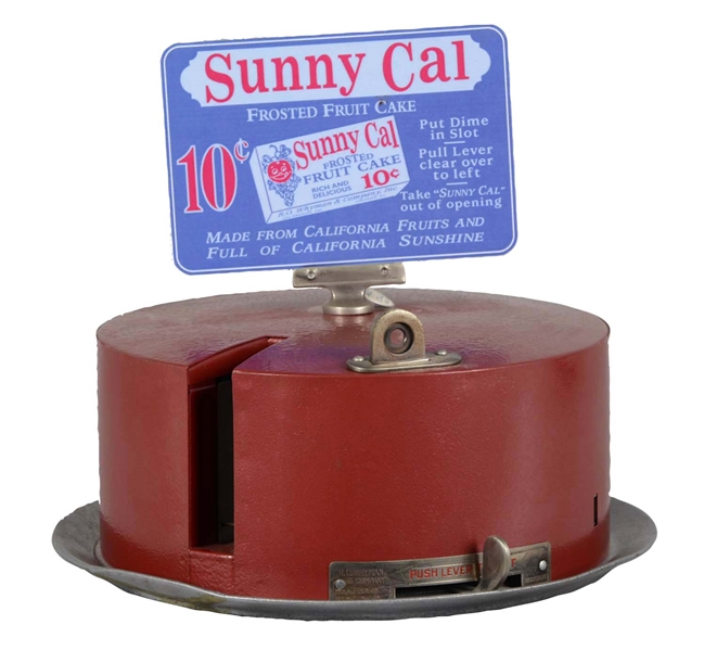 10¢ R.O. WHYMAN SUNNY CAL FROSTED FRUIT CAKE VENDOR