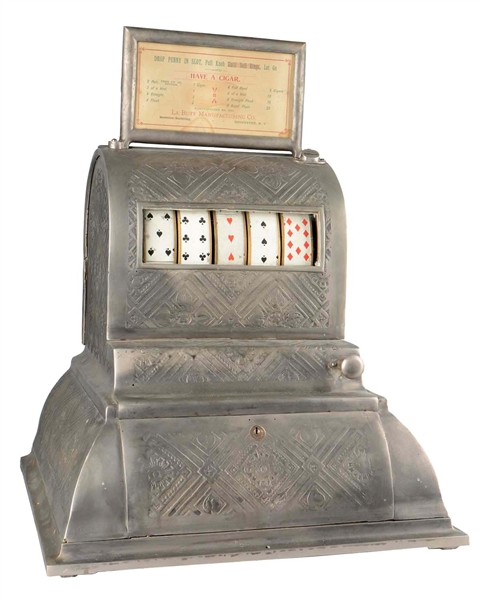 **1¢ TIBBILS MFG. CO. 5 REEL CARD POKER MACHINE