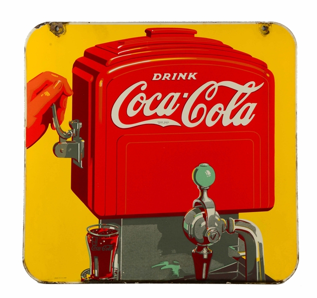 1940 COCA-COLA PORCELAIN SIGN. 