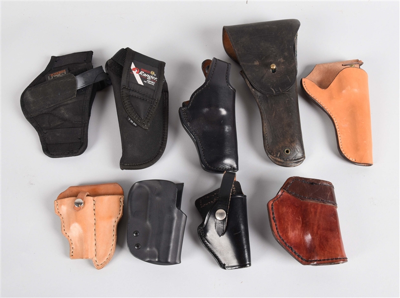 LOT OF 9: ASSORTED HOLSTERS.