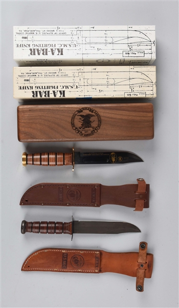 LOT OF 2: KA-BAR WWII COMMEMORATIVE COMBAT UTILITY KNIVES.