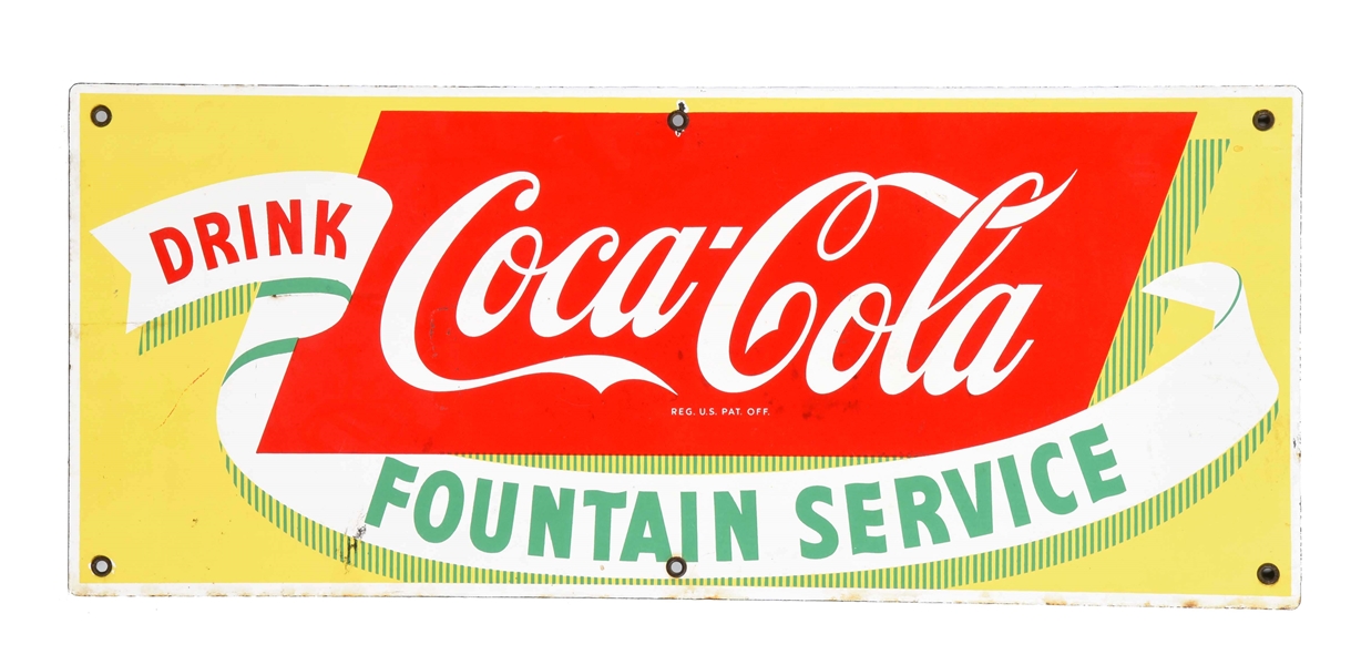 1950S COCA-COLA PORCELAIN "FOUNTAIN SERVICE" SIGN.