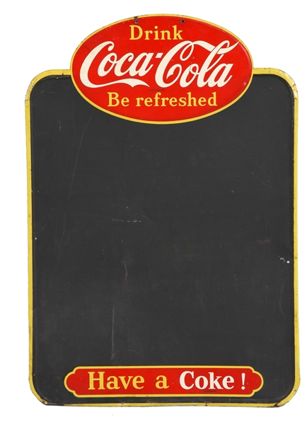 1950S CANADIAN TIN COCA-COLA ADVERTISING CHALK BOARD.