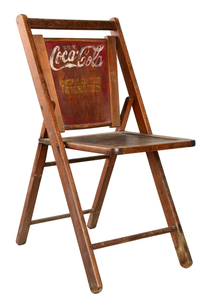 EARLY WOODEN COCA-COLA CHAIR.