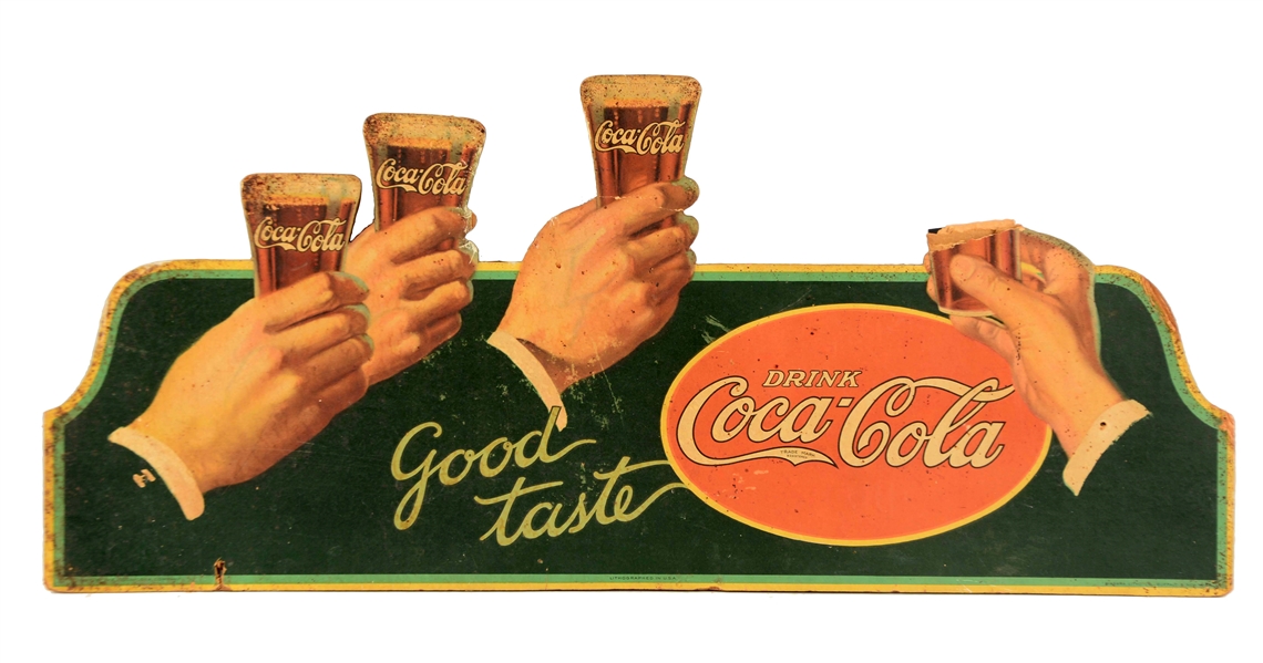 1927 COCA-COLA CARDBOARD DIECUT ADVERTISING SIGN.