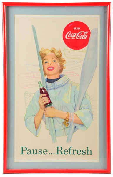1957 COCA-COLA BOATING ADVERTISING SIGN.