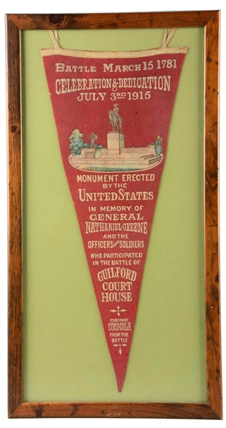 1915 COCA-COLA BATTLE OF GUILFORD COURTHOUSE PENNANT.