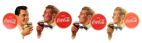 LOT OF 4: COCA-COLA DIECUT ADVERTISING SIGNS. 