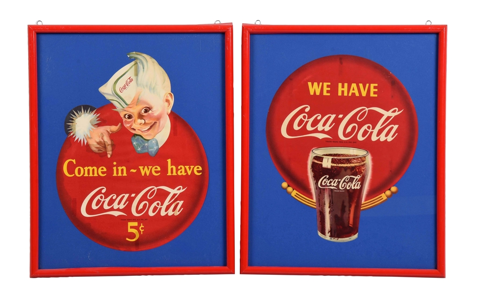 LOT OF 2: 1944 COCA-COLA ADVERTISING SIGNS.